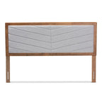 Tête de lit en bois rembourrée avec capitonnage à chevrons - Gris clair
