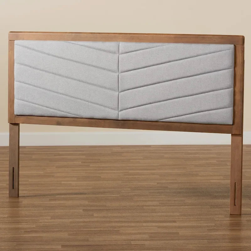 Tête de lit en bois rembourrée avec capitonnage à chevrons - Gris clair