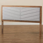 Tête de lit en bois rembourrée avec capitonnage à chevrons - Gris clair