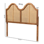 Tête de lit cintrée en bois de frêne-noyer et rotin synthétique