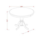 Table à manger ronde en bois avec pied central, 36x36 pouces (plusieurs options de finition)
