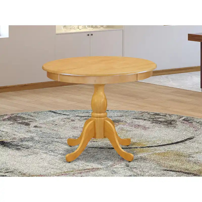 Table à manger ronde en bois avec pied central, 36x36 pouces (plusieurs options de finition)
