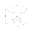 Table à manger ronde en bois avec pied central, 36x36 pouces (plusieurs options de finition)