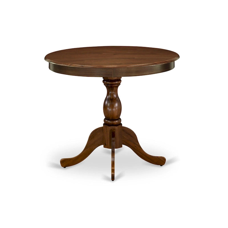 Table à manger ronde en bois avec pied central, 36x36 pouces (plusieurs options de finition)