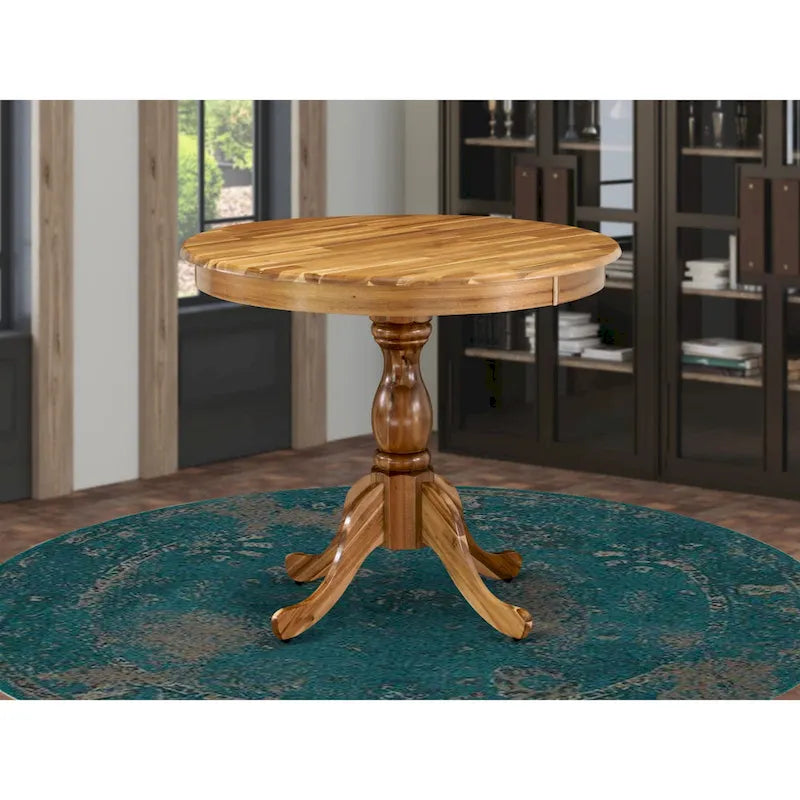 Table à manger ronde en bois avec pied central, 36x36 pouces (plusieurs options de finition)