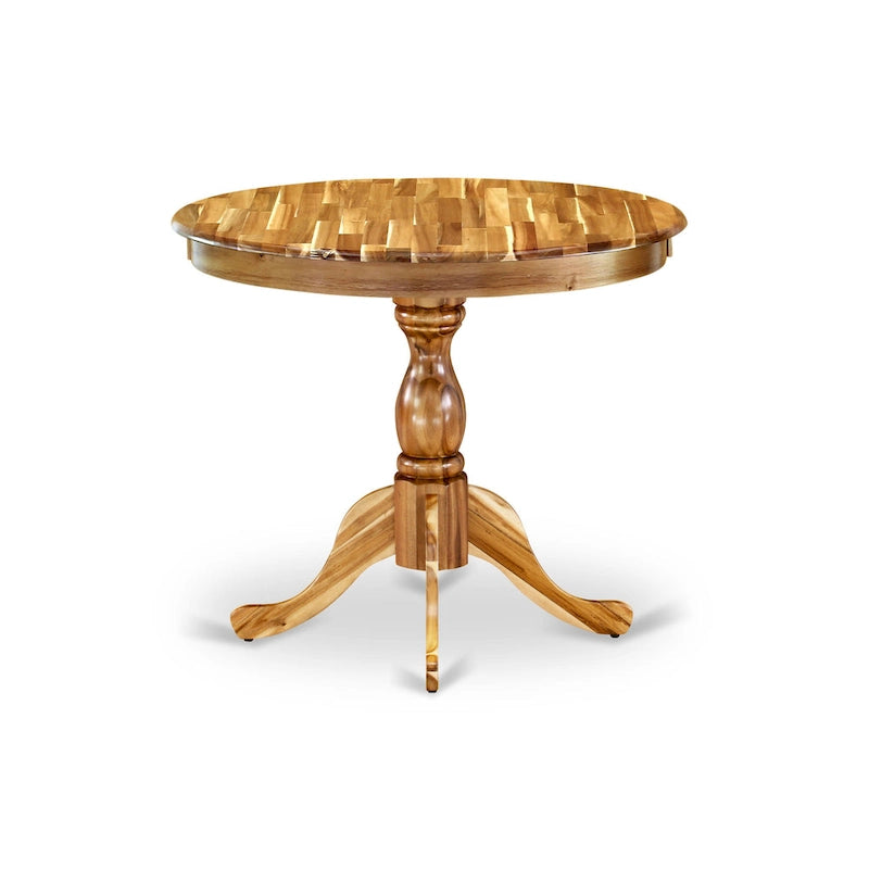 Table à manger ronde en bois avec pied central, 36x36 pouces (plusieurs options de finition)