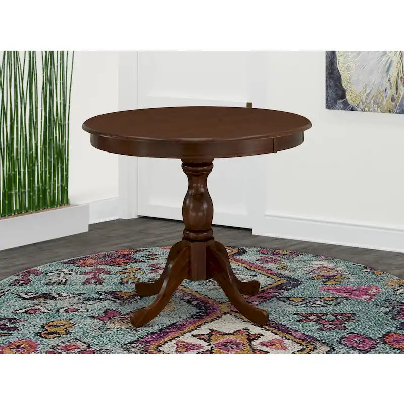Table à manger ronde en bois avec pied central, 36x36 pouces (plusieurs options de finition)