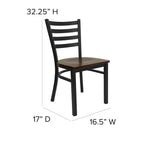 Chaise de salle à manger en métal à dossier échelle avec assise en bois