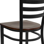 Chaise de salle à manger en métal à dossier échelle avec assise en bois
