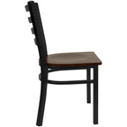 Chaise de salle à manger en métal à dossier échelle avec assise en bois