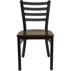 Chaise de salle à manger en métal à dossier échelle avec assise en bois