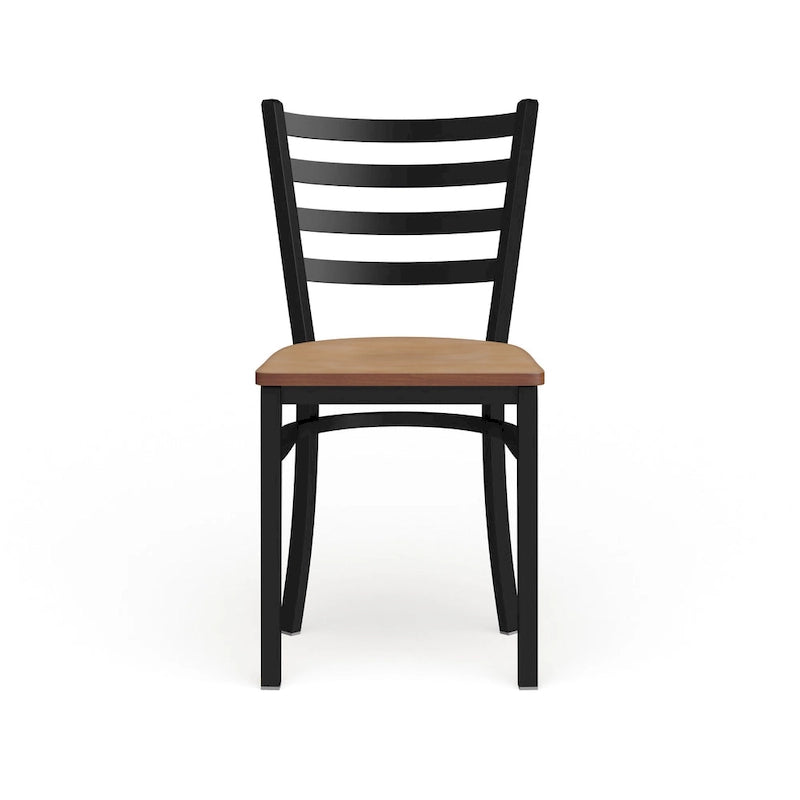 Chaise de salle à manger en métal à dossier échelle avec assise en bois