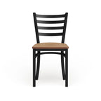 Chaise de salle à manger en métal à dossier échelle avec assise en bois