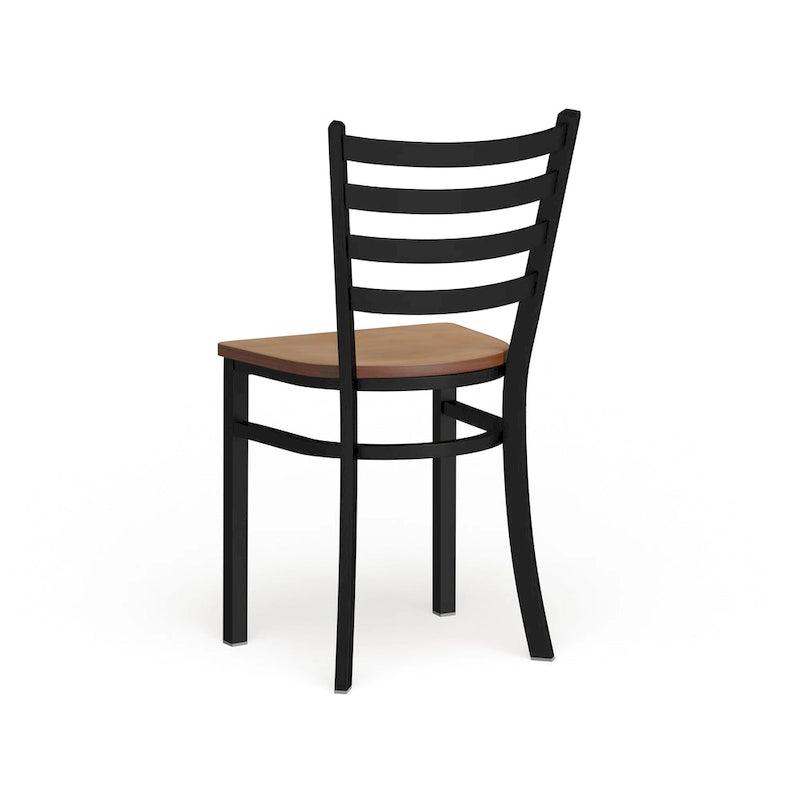 Chaise de salle à manger en métal à dossier échelle avec assise en bois