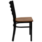 Chaise de salle à manger en métal à dossier échelle avec assise en bois