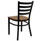 Chaise de salle à manger en métal à dossier échelle avec assise en bois