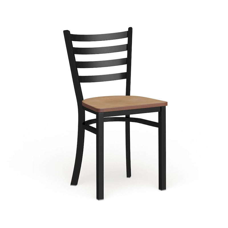 Chaise de salle à manger en métal à dossier échelle avec assise en bois