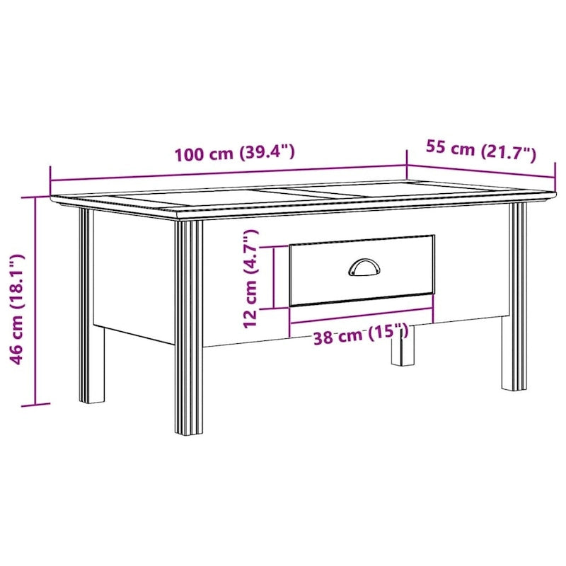 Table d'appoint avec tiroir – 100 x 55 x 46 cm