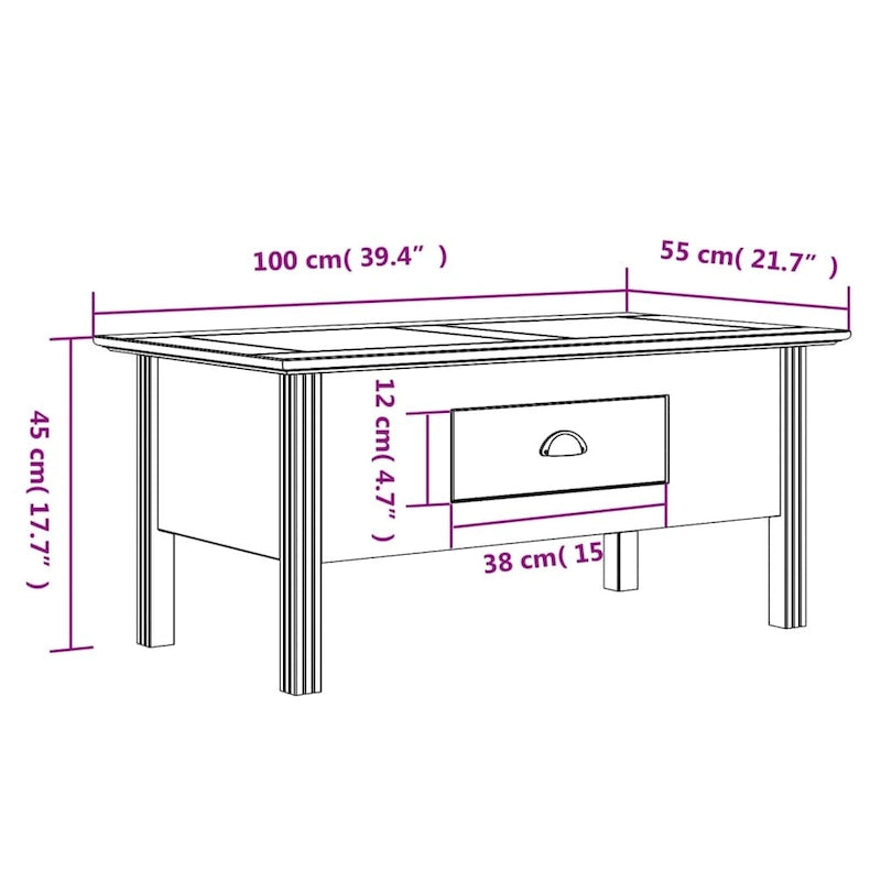 Table d'appoint avec tiroir – 100 x 55 x 46 cm