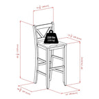 Table haute 3 pièces avec tabourets de bar à dossier en V - Noyer