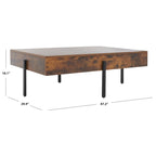 Table basse rectangulaire en bois avec pieds en métal, 47L x 30P x 16H