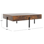 Table basse rectangulaire en bois avec pieds en métal, 47L x 30P x 16H