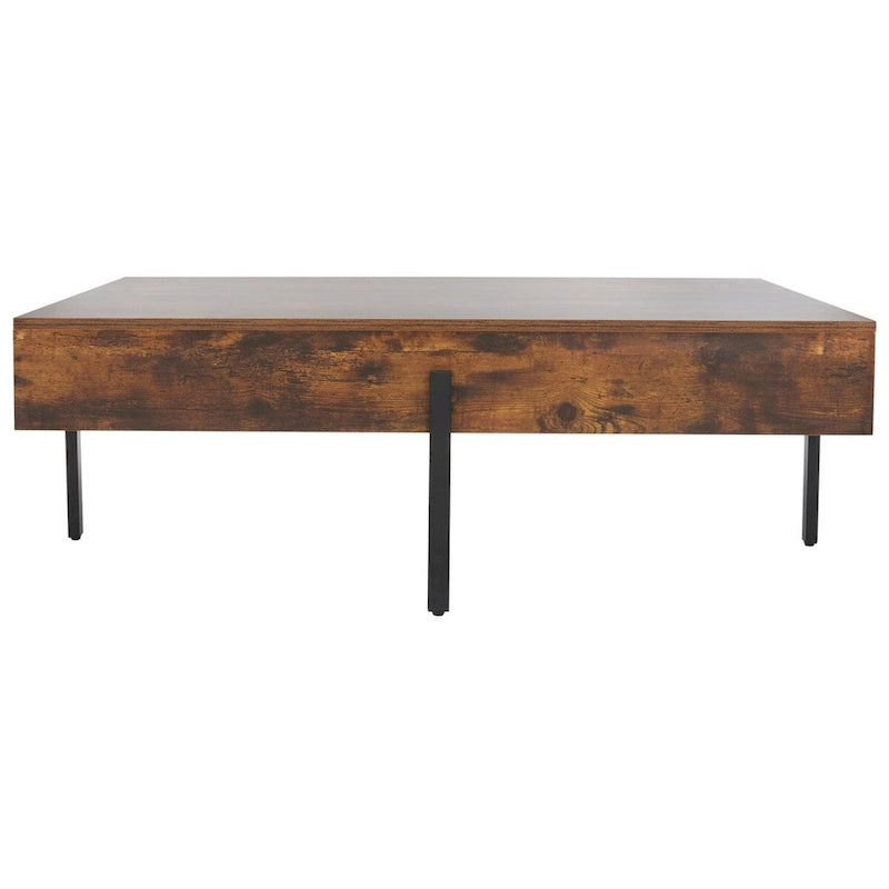 Table basse rectangulaire en bois avec pieds en métal, 47L x 30P x 16H