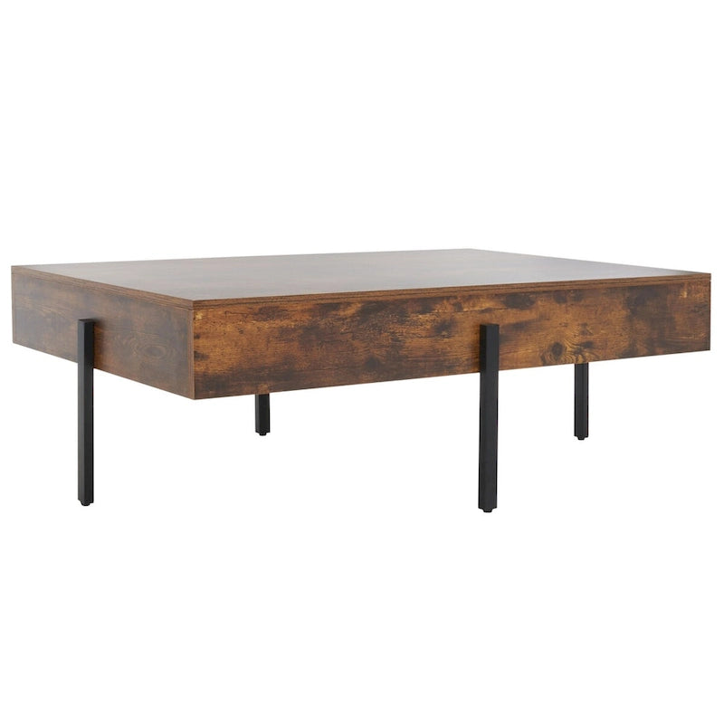 Table basse rectangulaire en bois avec pieds en métal, 47L x 30P x 16H