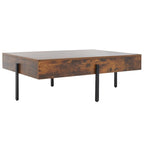 Table basse rectangulaire en bois avec pieds en métal, 47L x 30P x 16H