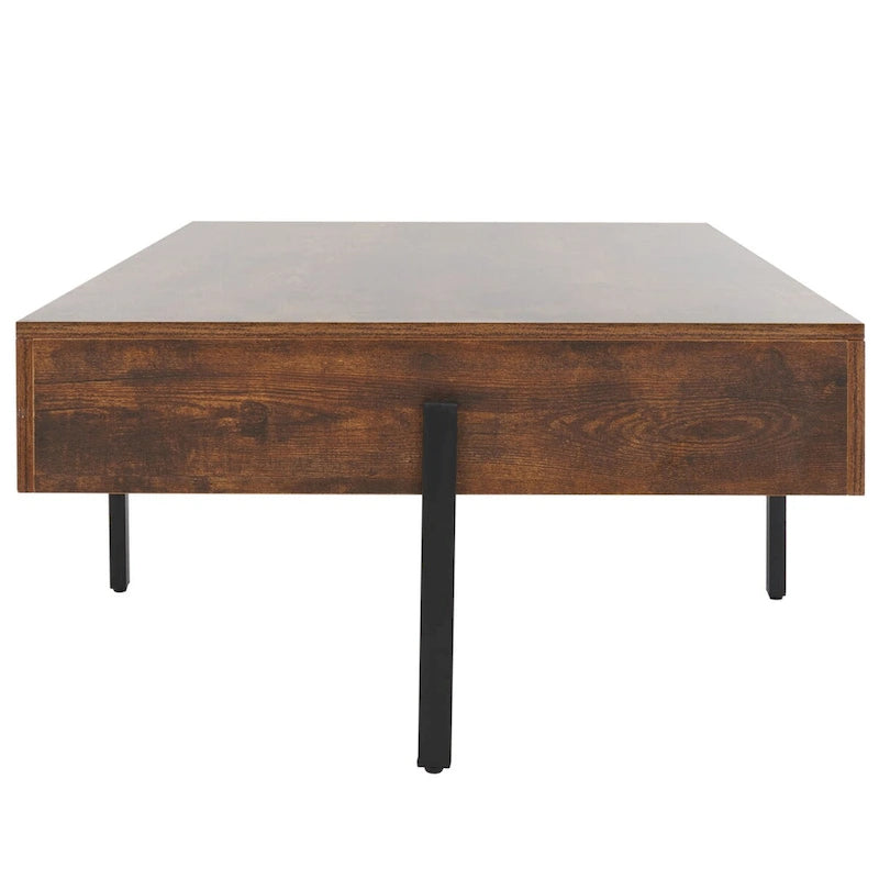 Table basse rectangulaire en bois avec pieds en métal, 47L x 30P x 16H