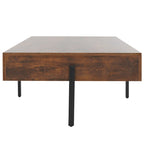 Table basse rectangulaire en bois avec pieds en métal, 47L x 30P x 16H