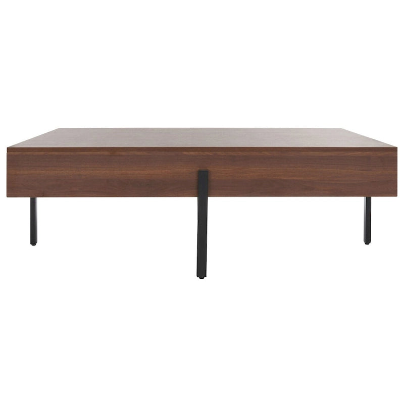 Table basse rectangulaire en bois avec pieds en métal, 47L x 30P x 16H