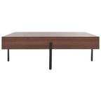 Table basse rectangulaire en bois avec pieds en métal, 47L x 30P x 16H