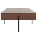 Table basse rectangulaire en bois avec pieds en métal, 47L x 30P x 16H