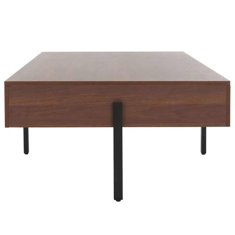 Table basse rectangulaire en bois avec pieds en métal, 47L x 30P x 16H