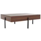 Table basse rectangulaire en bois avec pieds en métal, 47L x 30P x 16H