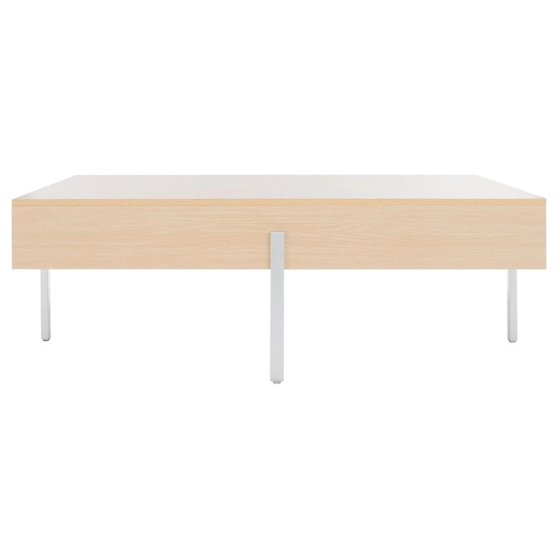 Table basse rectangulaire en bois avec pieds en métal, 47L x 30P x 16H