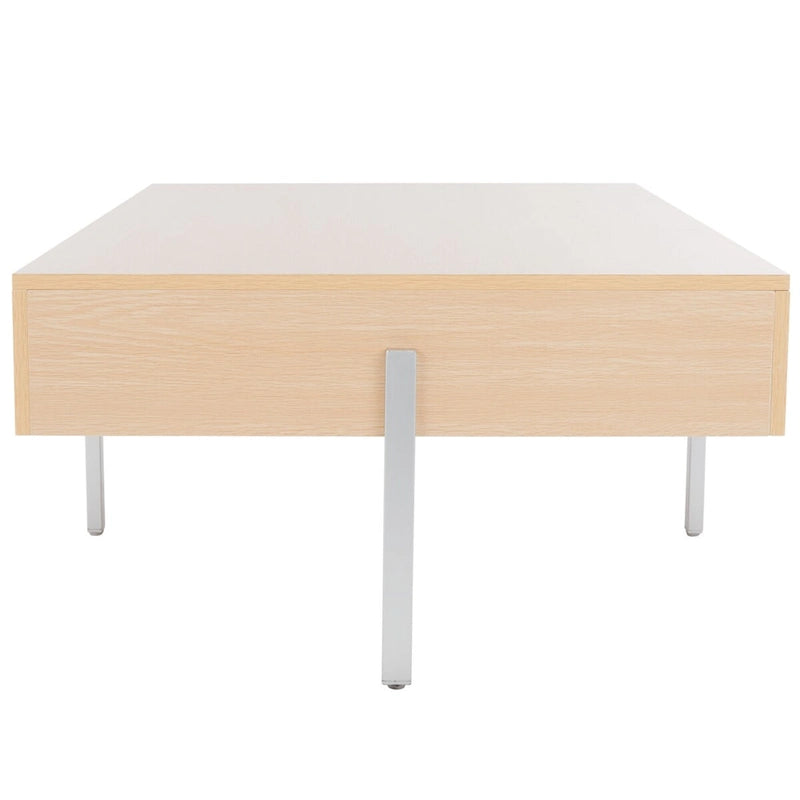 Table basse rectangulaire en bois avec pieds en métal, 47L x 30P x 16H