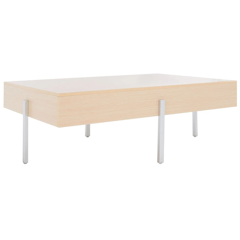 Table basse rectangulaire en bois avec pieds en métal, 47L x 30P x 16H