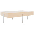 Table basse rectangulaire en bois avec pieds en métal, 47L x 30P x 16H