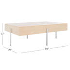 Table basse rectangulaire en bois avec pieds en métal, 47L x 30P x 16H