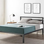 14 Inch Metal Platform Bed with Wood Slat Support By 