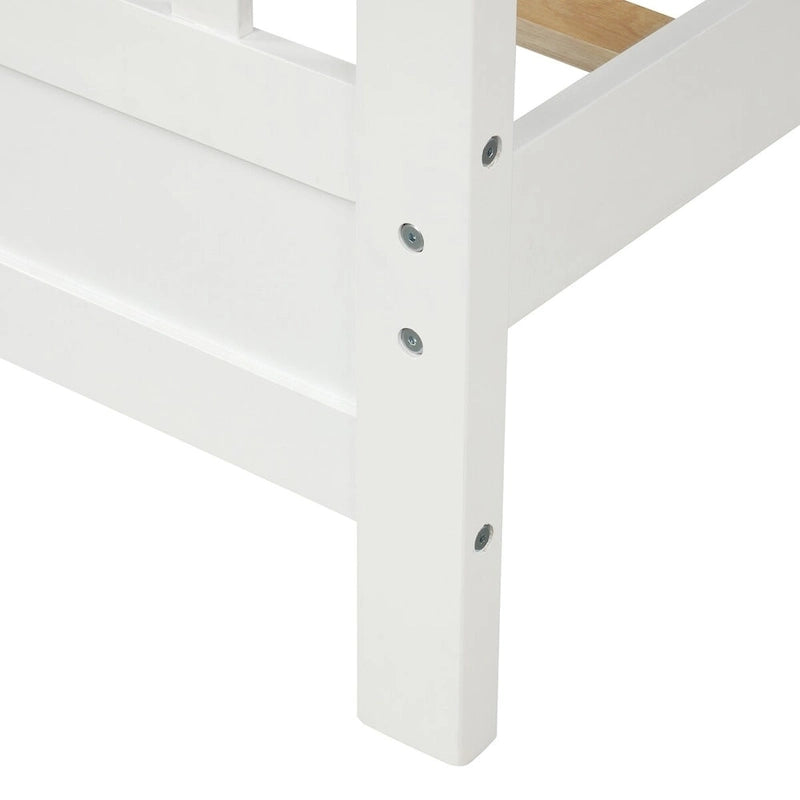 Lit plate-forme en bois avec tête et pied de lit à panneaux