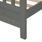Lit plate-forme en bois avec tête et pied de lit à panneaux