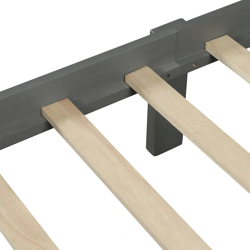Lit plate-forme en bois avec tête et pied de lit à panneaux