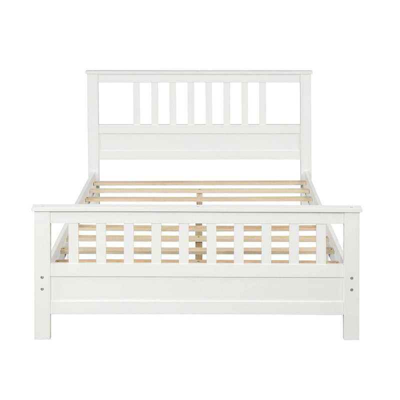 Lit plate-forme en bois avec tête et pied de lit à panneaux