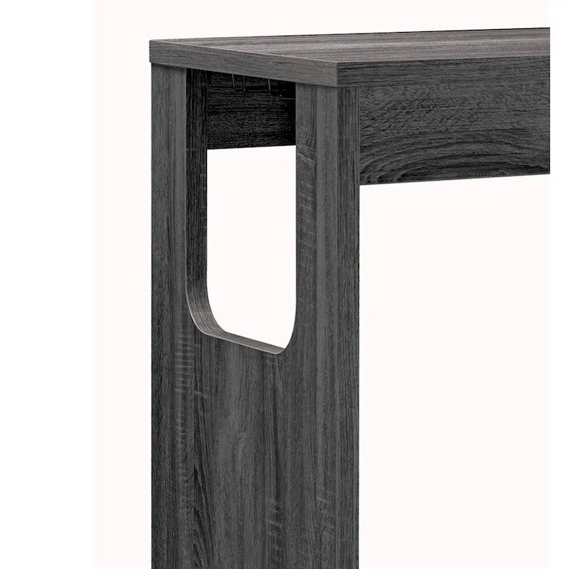 Table de bar avec étagères latérales à 3 niveaux et supports à verres à vin, grise