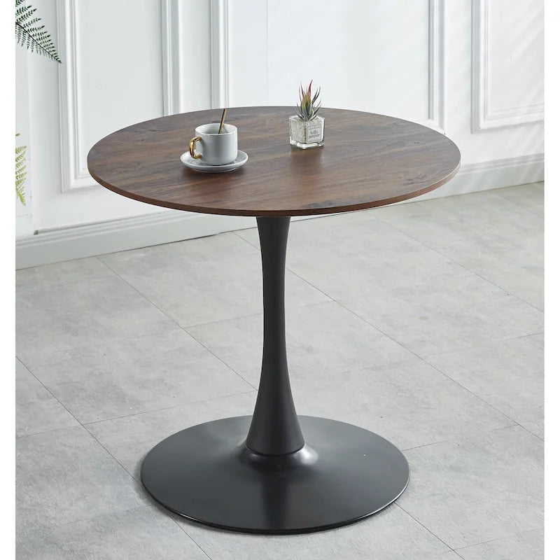 Table à manger Tulipe 31.5" pour 2-4 personnes avec plateau rond en MDF, table à manger sur pied, table d'appoint, table basse de loisirs