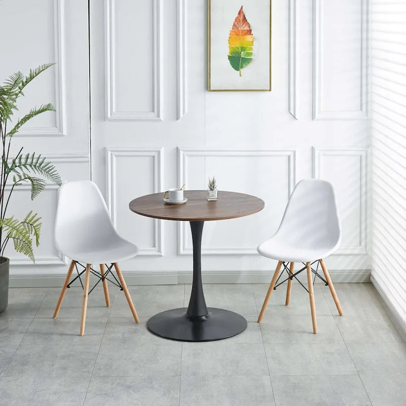 Table à manger Tulipe 31.5" pour 2-4 personnes avec plateau rond en MDF, table à manger sur pied, table d'appoint, table basse de loisirs