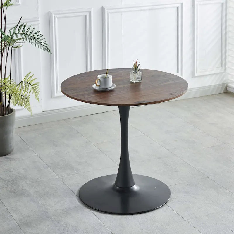 Table à manger Tulipe 31.5" pour 2-4 personnes avec plateau rond en MDF, table à manger sur pied, table d'appoint, table basse de loisirs